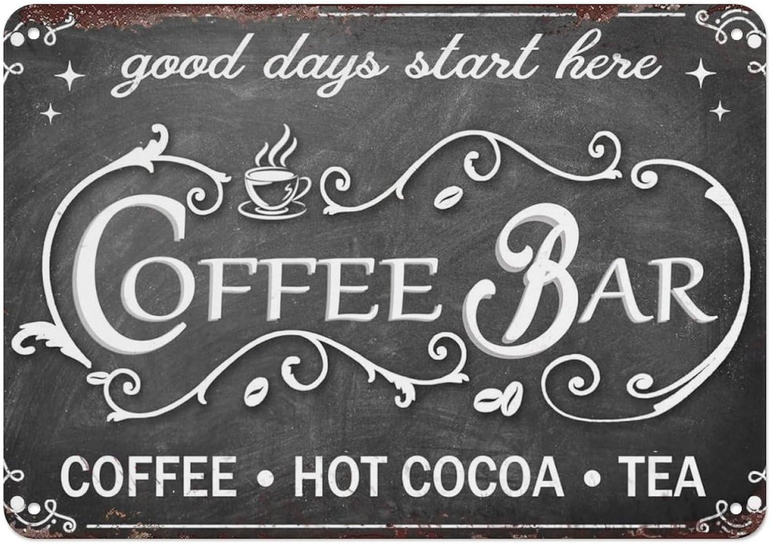 Coffee Tea And Cocoa - Vintage Tabliczka Bar Kawowy, Tabliczka z