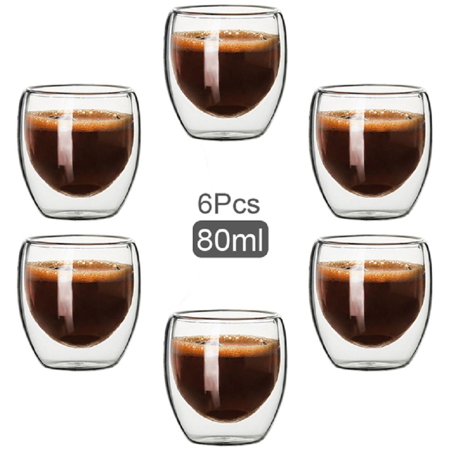 Coffee Tea And Cocoa - Szklane kubki do kawy z podwójnymi