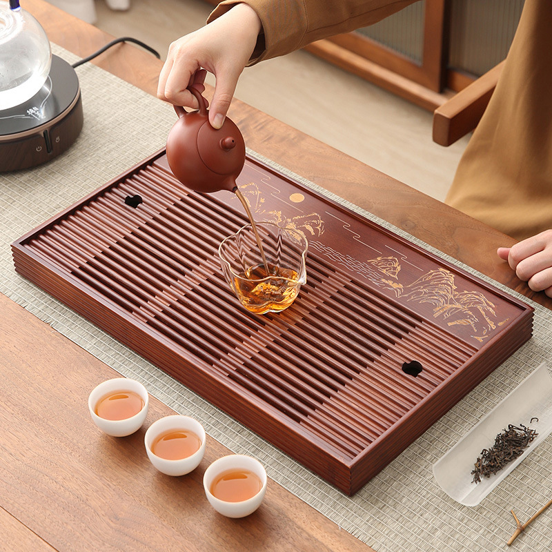Bamboo Tea Tray - Bambusowa taca na herbatę Prosty drenaż