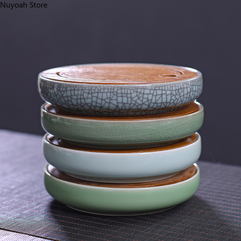 Bamboo Tea Tray - Ceramiczna okrągła taca herbaciana domowy salon