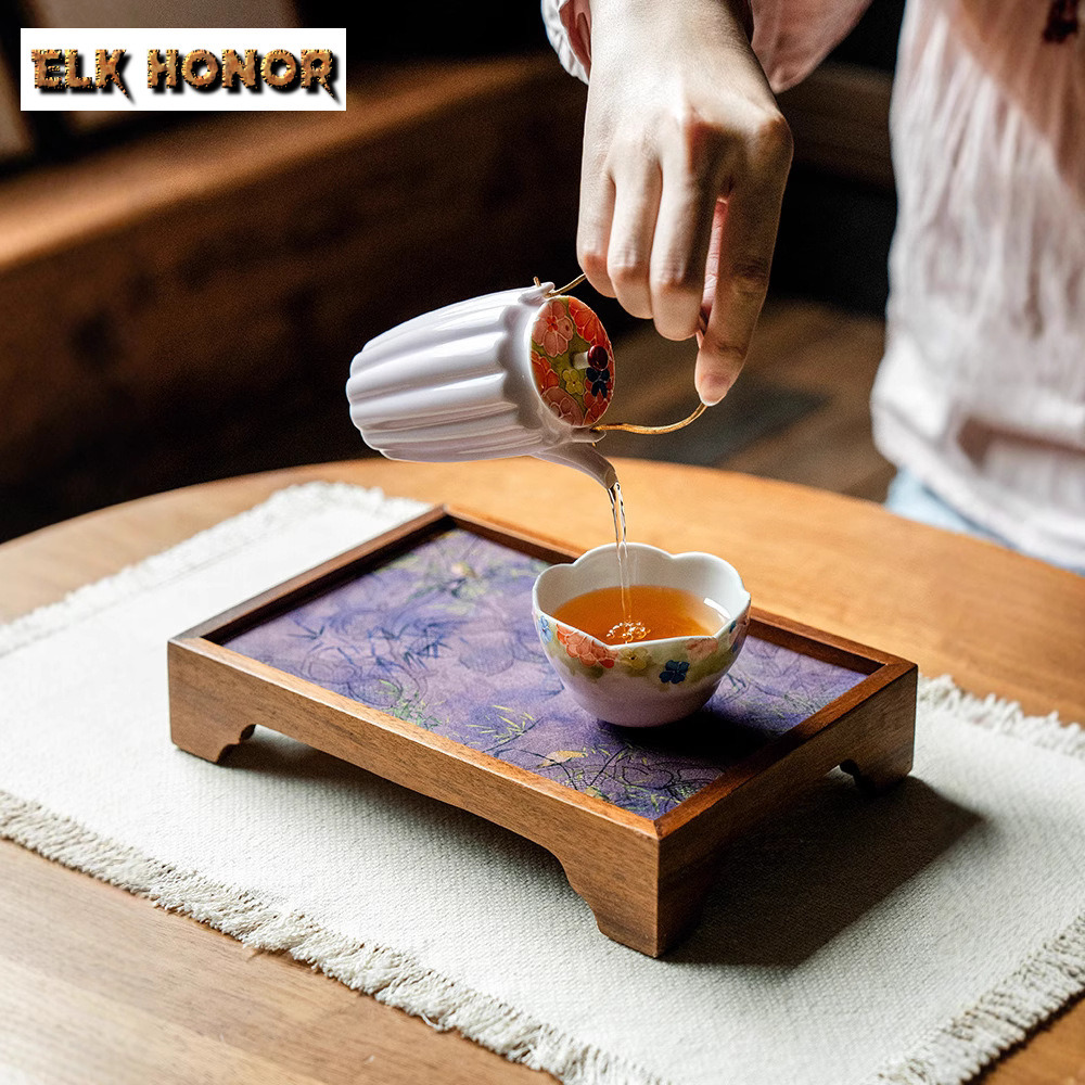 Walnut Cloud Veil Flowers And  – Bamboo Tea Tray recenzja i cena